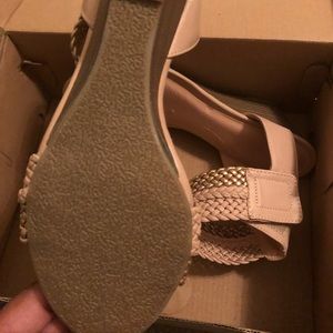 Nude-pink braided sandals